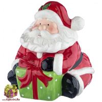 Банка для конфет Дед Мороз с подарками. Керамика. Высота 20 см.