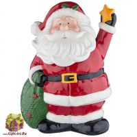 Банка для конфет Дед Мороз со звездой. Керамика. Высота 26 см.