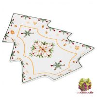 Блюдо фарфоровое Ёлочка Снежное Рождество Новогодняя коллекция 21 х 26 см Подарочная упаковка