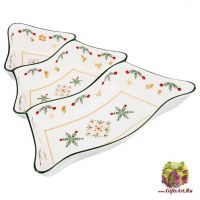 Менажница фарфоровая Ёлочка Снежное Рождество Новогодняя коллекция 24 х 25 см Подарочная упаковка