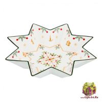 Блюдо фарфоровое Звезда Снежное Рождество Новогодняя коллекция 26 см Подарочная упаковка