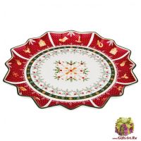 Блюдо круглое фарфоровое Прекрасное Рождество Новогодняя коллекция 38 см Подарочная упаковка