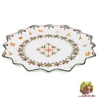 Блюдо круглое фарфоровое Снежное Рождество Новогодняя коллекция 38 см Подарочная упаковка