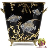 Ведёрко для льда. Фарфор и бронза. Коллекция Чёрное море. Ручная работа. 18 см - вид 1 миниатюра