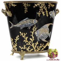 Ведёрко для льда. Фарфор и бронза. Коллекция Чёрное море. Ручная работа. 18 см - вид 1 миниатюра