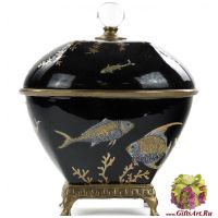 Конфетница. Фарфор и бронза. Коллекция Чёрное море. Ручная работа. Высота 21 см Конфетница. Фарфор и бронза. Коллекция Чёрное море. Ручная работа. Высота 21 см