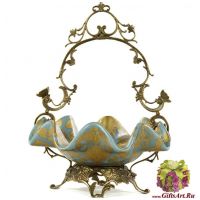 Ваза конфетница. Фарфор и бронза. Коллекция Небесные гирлянды. Ручная работа. Высота 31 см
