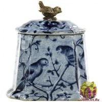 Сахарница вазочка. Фарфор и бронза. Коллекция Райский блюз. Ручная работа. 10 см