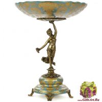 Блюдо. Фарфор и бронза. Коллекция Небесные гирлянды. Ручная работа. Высота 27 см