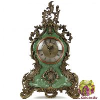 Часы каминные. Фарфор и бронза. Коллекция Мята. Ручная работа. Высота 38 см