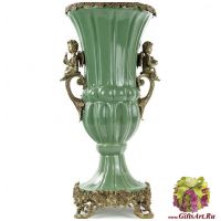 Ваза. Фарфор и бронза. Коллекция Мята. Ручная работа. 47 см