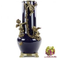 Ваза Ангелы розы и улитка. Декор Магия ночи. Фарфор и бронза. Ручная работа. 38 см
