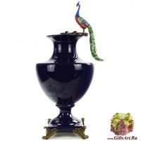 Ваза Императорский павлин. Декор Магия ночи. Фарфор и бронза. Ручная работа. 50 см