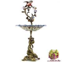 Блюдо Пути и птички. Декор Азе-лё-Ридо. Фарфор и бронза. Ручная работа. 54 см Блюдо Пути и птички. Декор Азе-лё-Ридо. Фарфор и бронза. Ручная работа. 54 см