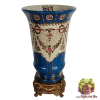 Ваза. Фарфор и бронза. Декор Азе-лё-Ридо. Ручная работа. Высота 25 см