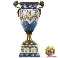 Ваза. Фарфор и бронза. Декор Азе-лё-Ридо. Ручная работа. Высота 38 см