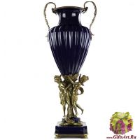 Ваза Грации. Фарфор и бронза. Декор Магия ночи. Ручная работа. Высота 76 см