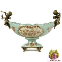 Ваза фруктовница Ангелы. Фарфор и бронза. Декор Замок Сомюр. Ручная работа. 30 см