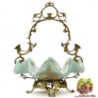 Ваза конфетница. Фарфор и бронза. Декор Замок Сомюр. Ручная работа. Высота 31 см