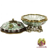 Вазочка с крышкой. Фарфор и бронза. Декор Замок Валлё. Ручная работа. Высота 15 см - вид 1 миниатюра