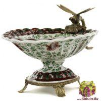 Вазочка со стрекозой. Фарфор и бронза. Декор Замок Валлё. Ручная работа. 24 см