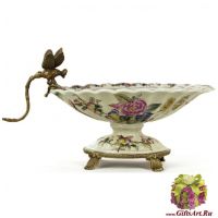 Вазочка со стрекозой. Фарфор и бронза. Декор Парк Раджа. Ручная работа. 24 см