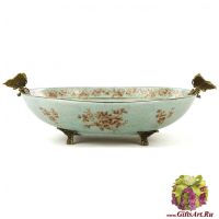 Блюдо бабочки. Фарфор и бронза. Декор Замок Сомюр. Ручная работа. Длина 41 см