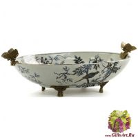 Блюдо бабочки. Фарфор и бронза. Декор Утро в Шенонсо. Ручная работа. Длина 41 см