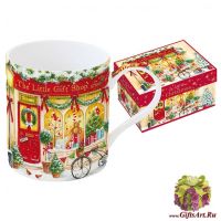 Кружка фарфоровая большая Новогодняя сказка. Магазин. 350 мл Подарочная упаковка