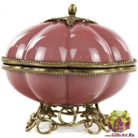 Вазочка с крышкой. Фарфор и бронза. Декор Коралловый риф. Ручная работа. Высота 15 см