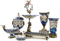 Ваза. Фарфор и бронза. Декор Азе-лё-Ридо. Ручная работа. Высота 39 см - вид 1 миниатюра