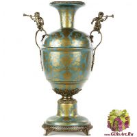 Ваза с ангелами. Фарфор и бронза. Коллекция Небесные гирлянды. Ручная работа. Высота 51 см