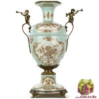 Ваза с ангелами. Фарфор и бронза. Декор Замок Сомюр. Ручная работа. Высота 51 см