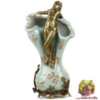 Ваза Заря. Фарфор и бронза. Декор Замок Сомюр. Ручная работа. Высота 31 см