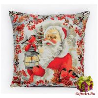 Наволочка гобеленовая новогодняя. Наш Дед мороз. Размер 50х50 см.