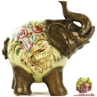 Слон. Фарфор и бронза. Декор Баржем. Ручная работа. Высота 14 см