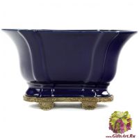 Большая чаша, кашпо. Декор Магия ночи. Фарфор и бронза. Ручная работа. 29 см
