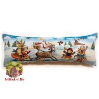 Наволочка гобеленовая новогодняя. Новогодние забавы. Размер 32х80 см.