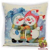 Наволочка гобеленовая новогодняя. Свидание. Размер 45х45 см.