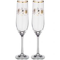 Бокалы для шампанского новогодние 2 штуки. Богемское стекло. 190 мл. Bohemia Crystal. 172476 Чехия