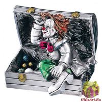 Клоун трюкач. Статуэтка. Гальваническое посеребрение. Высота 11 см. Италия