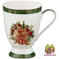 Кружка фарфоровая большая Изумрудное Рождество Новогодняя коллекция 300 мл Подарочная упаковка