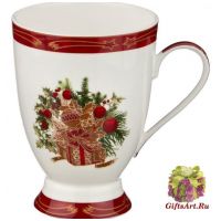 Кружка фарфоровая большая Аметистовое Рождество Новогодняя коллекция 300 мл Подарочная упаковка