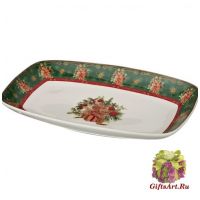 Блюдо фарфоровое Изумрудное Рождество Новогодняя коллекция 30 х 19 см Подарочная упаковка