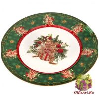 Тарелка фарфоровая Изумрудное Рождество Новогодняя коллекция 21 см Подарочная упаковка