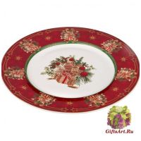 Тарелка фарфоровая Аметистовое Рождество Новогодняя коллекция 26 см Подарочная упаковка