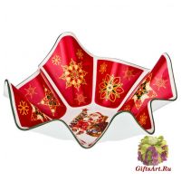 Блюдо фарфоровое глубокое Дед Мороз &quot;Новогодняя коллекция&quot; 26 см 093685 Подарочная упаковка