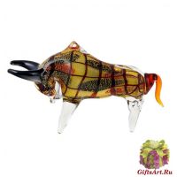 Бык Таурос. Стеклянная фигурка в стиле Мурано. Длина 30 см