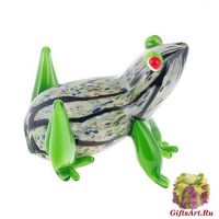 Древесная лягушка. Стеклянная фигурка в стиле Мурано. 14 см.