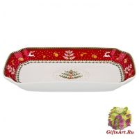 Блюдо фарфоровое Вечер Рождества Новогодняя коллекция 29 х 16 см Подарочная упаковка
